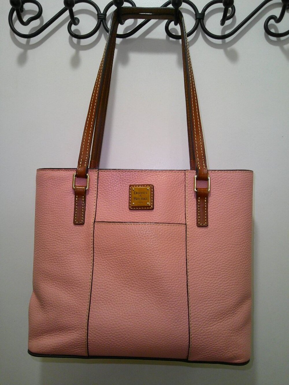Dooney & Bourke Pebble Leather Small Lexington Shopper Pale Pink Purse Dust Bag